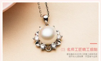

925 Silver Inlay Pearl Flower Natural Pearl Necklace Single Bead Pendant Female New Silver Free Shipping