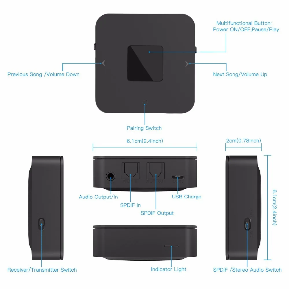 Мини Bluetooth 5 0 CSR8675 Aptx HD оптический передатчик с низкой задержкой SPDIF приемник RCA Aux 3