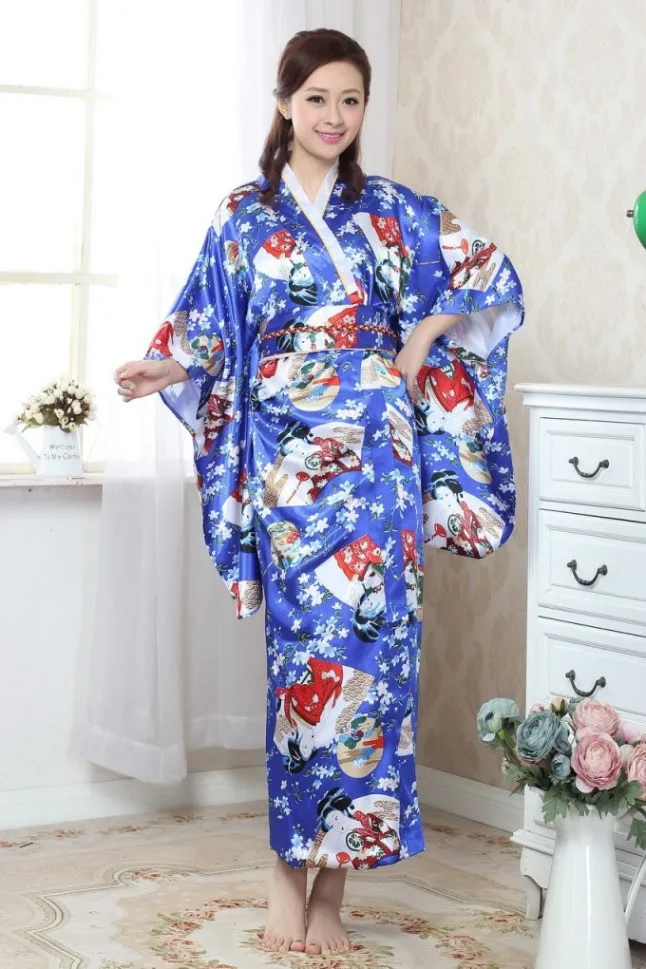 Шанхай история горячая Распродажа Винтаж японский Стиль платье Япония Для женщин шелковый атлас кимоно юката вечернее платье H0010