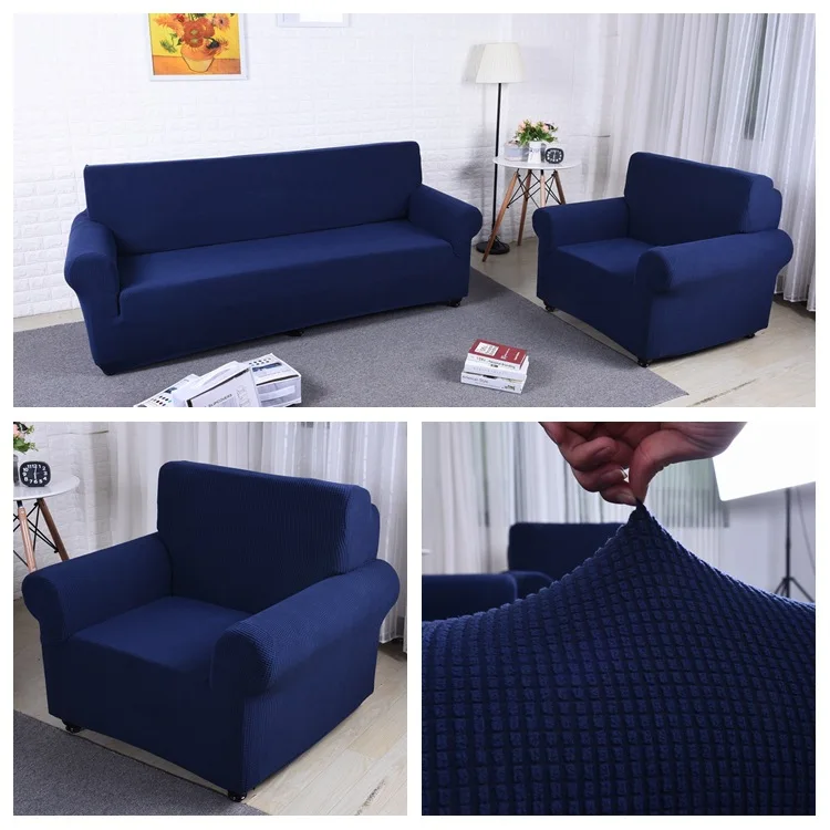 Однотонный чехол для дивана, дивана, сиденья из плотного флиса, эластичный чехол для дивана, 1, 2, 3 сиденья, чехлы для дивана, защита от пыли - Цвет: dark blue