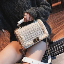 Маленькая шерстяная сумка с ароматом жемчуга модные новые женские сумки Высокое качество шерстяная женская сумка дамская темпераментная сумка через плечо