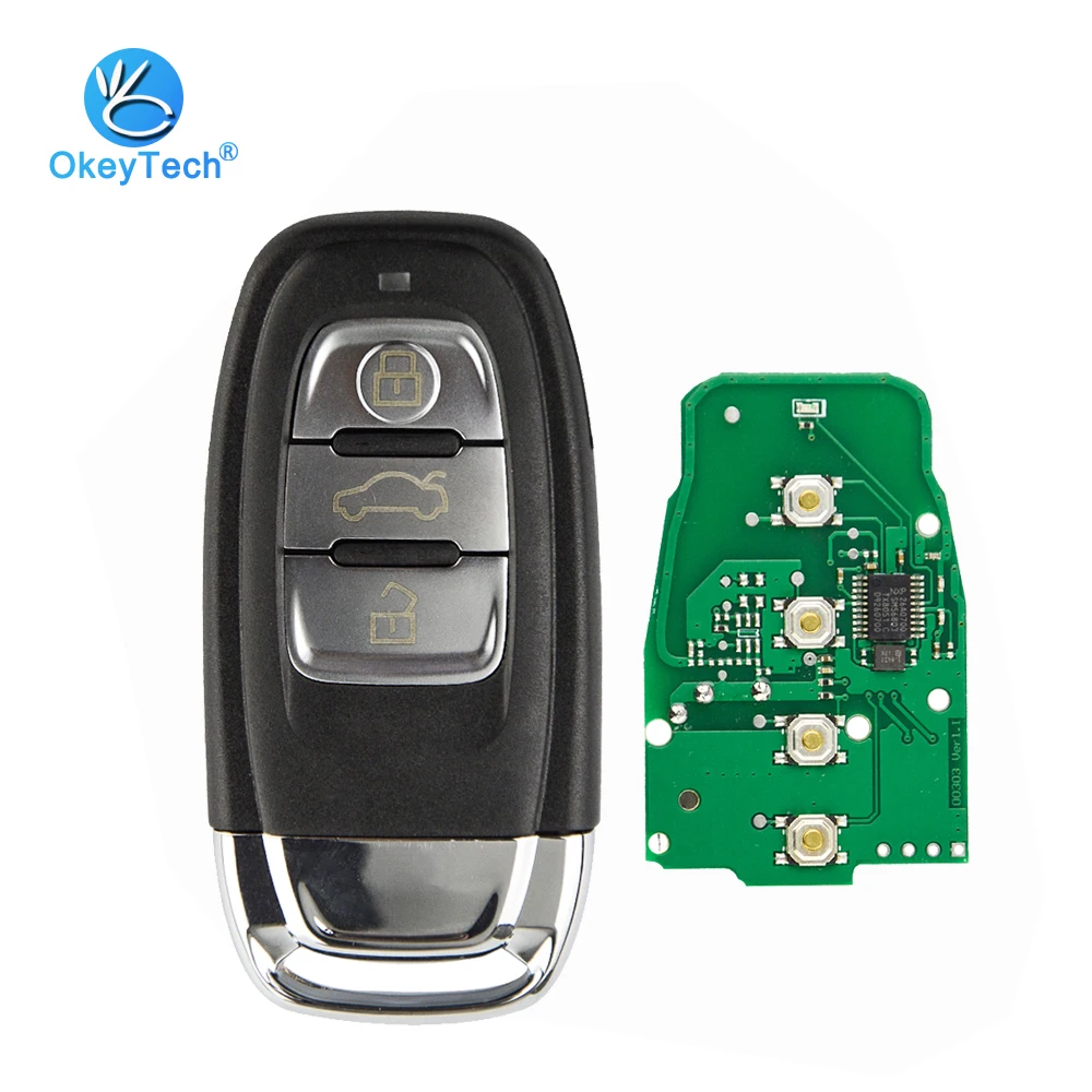 

OkeyTech Keyless Entry Smart Remote Car Key 315/433/868Mhz for Audi Q5 A4 A5 A4L 8T0959754C 8K0959754G 8T0959754J & Insert Blade