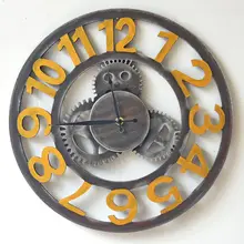 Industry StyleGear Arab Digital Large Wall Clock Hollow out Retro Clocks Living room Bar Home Decoration