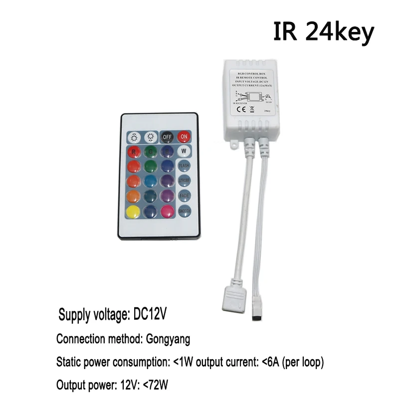 

12V 24 Key Led RGB IR RF Infrared Wireless Dimmer Controler for SMD 3528 2835 5050 LED Strip Light