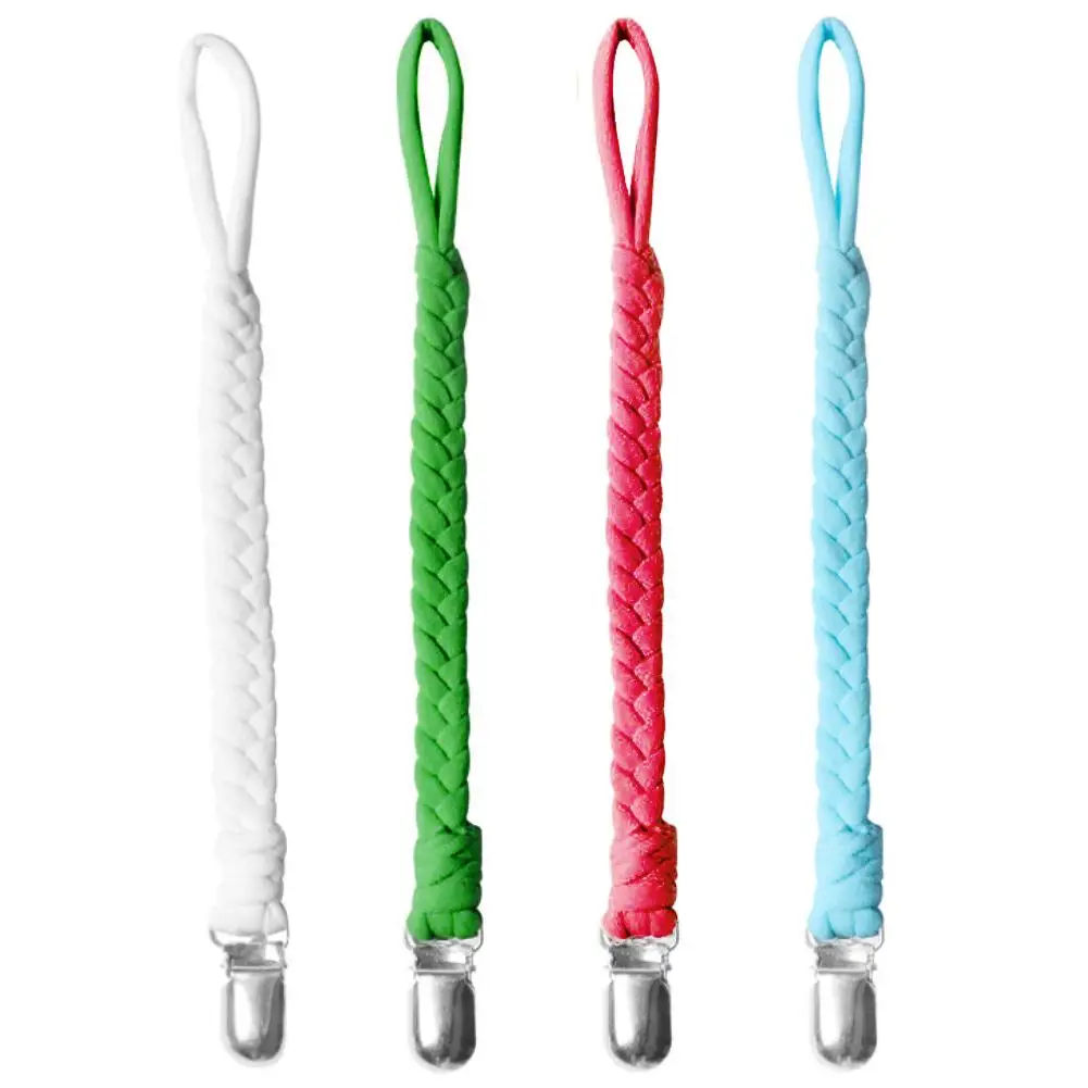 

New 4Pcs/Set Lovely Braided Rope Infant Baby Teether Pacifier Holder Belt Clip