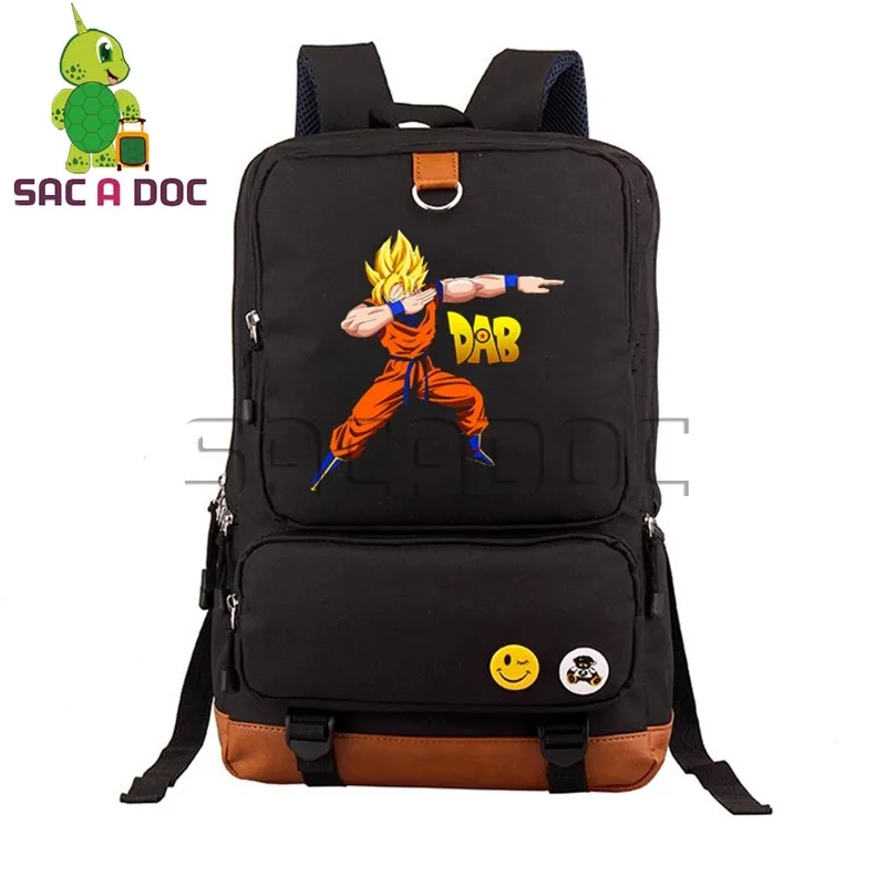 

Anime Dragon Ball Canvas Women Men Backpack Dab Super Saiyan Goku Vegeta Pikachu School Bags for Teenage Large Travel Backpack
