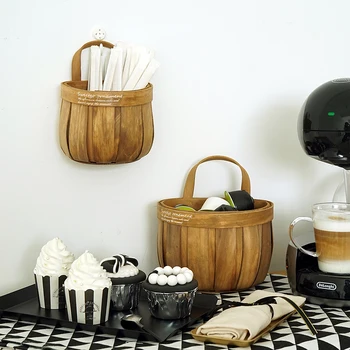 

SWEETGO Mini wood handle basket countryside style cake table decorating tools food photography dinnerware Capsule coffee intake