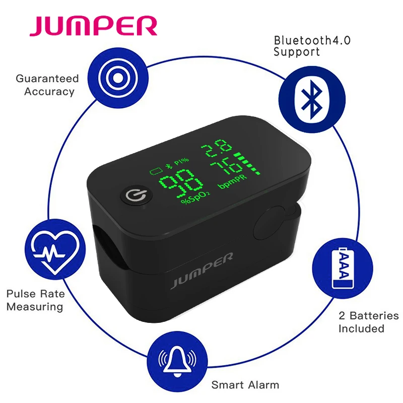 Wireless Bluetooth Finger Pulse Oximeter HD LED Display Fingertip Pulsioximetro Android iSO Phone APP Oximetro de pulso de dedo