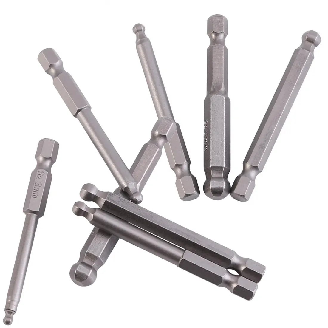 7Pcs Ball Bit S2 Steel Screwdriver Drill Screw Driver Bits Hex