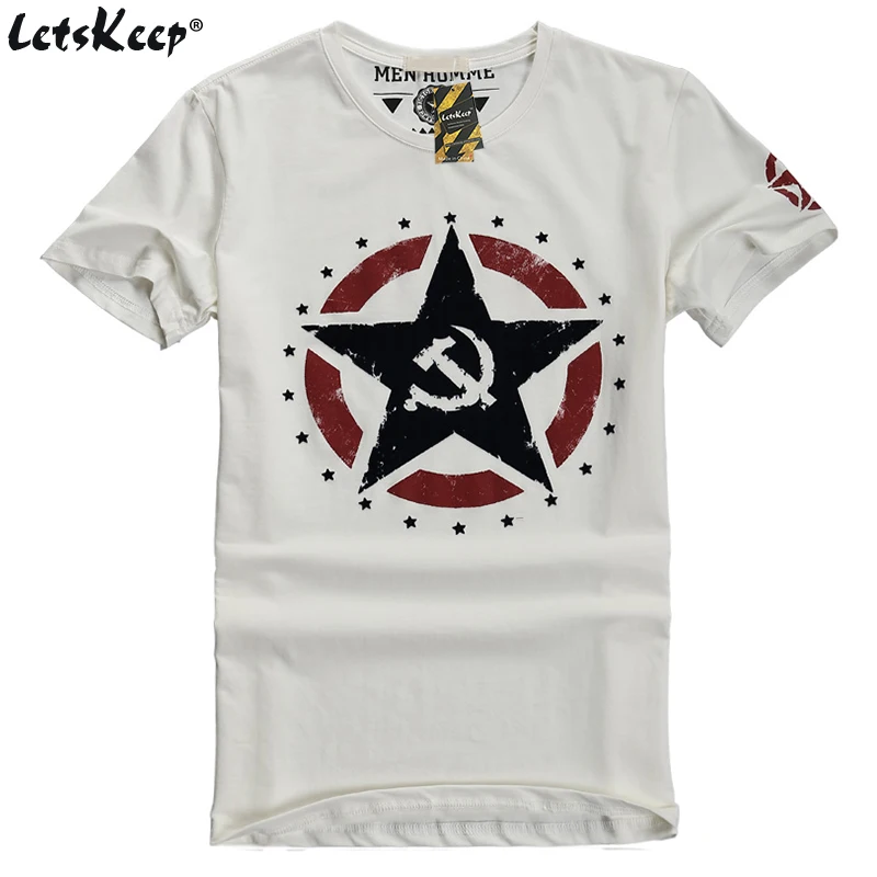 LetsKeep 군용 피트니스 티셔츠 남성 다섯 스타 캐주얼 프린트 티셔츠 O-neck mens 여름용면 슬림핏 티셔츠 M-3XL, MA346