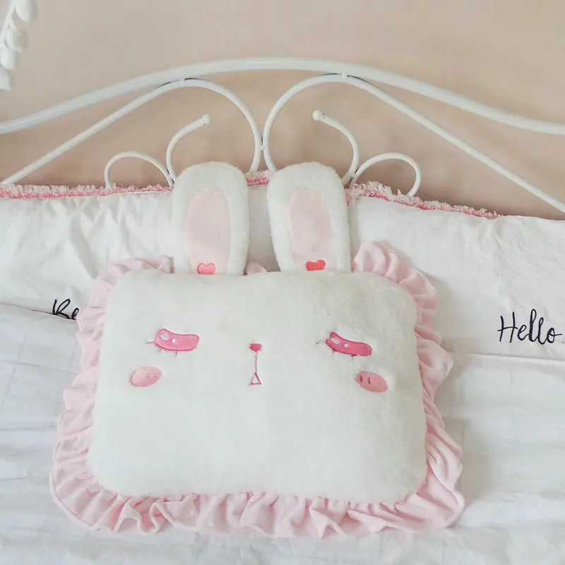 Розовый кролик квадратная подушка с милыми заячьими ушками Лолита кружевная Подушка принцесса девушка комната кровать Декор Спящая Подушка подарок на день рождения - Цвет: Closed eyes