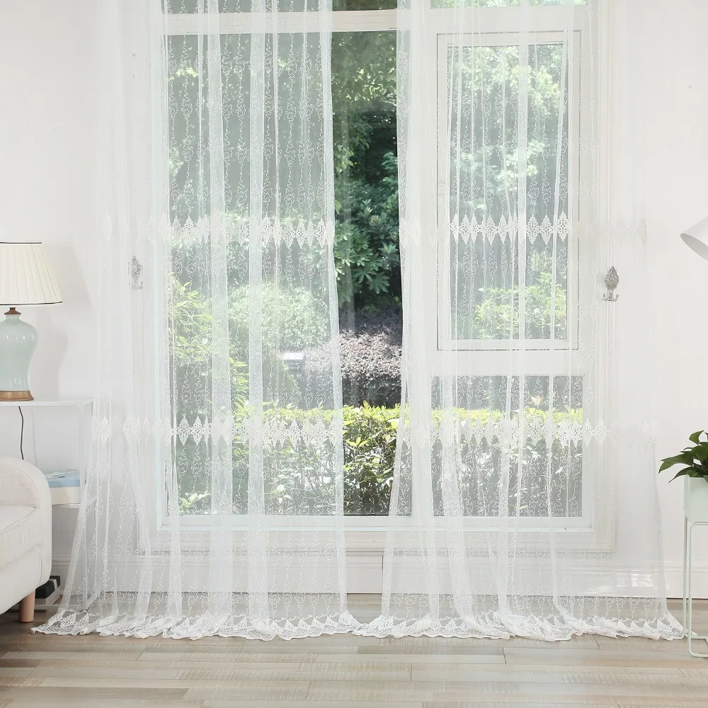 Dsinterior Белый цвет тюль сетка с вышивкой штор для окна гостиной или спальни