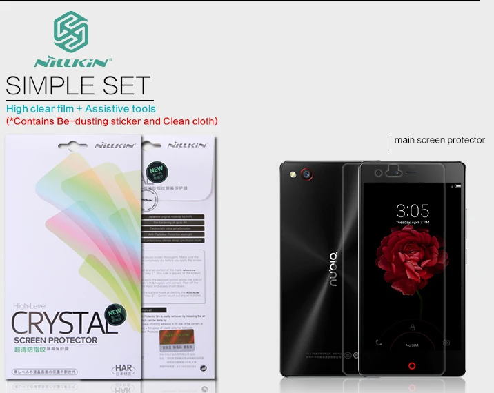 

nillkin super clear film for nubia z9 mini Anti- fingerprint wearable screen protector for nubia z9 mini with original package