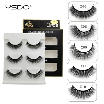 

YSDO 3 pairs eyelashes hand made mink eyelashes 3d mink hair lashes natural false eyelashes makeup mink strip lashes faux cilios