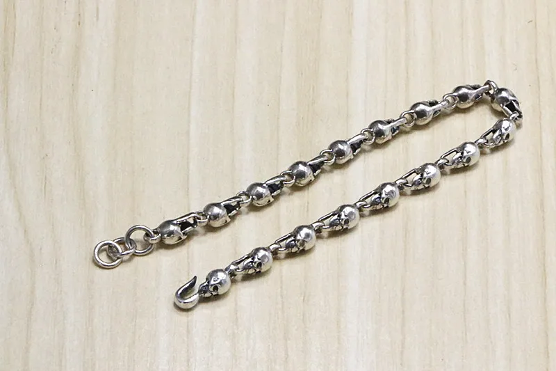 Новое поступление череп с серебряной цепочкой 925 серебряное ожерелье кулон для женщин и мужчин, хорошее ювелирное изделие, Лидер продаж - Окраска металла: 22cm