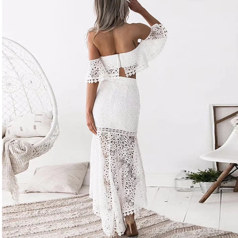 HIGH STREET Новый стильный 2020 подиумный костюм набор женский короткий кружевной топ с