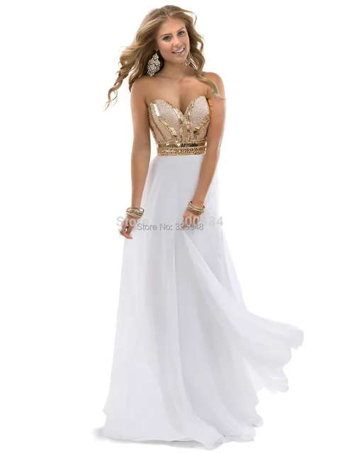 White and Gold Prom Dresses