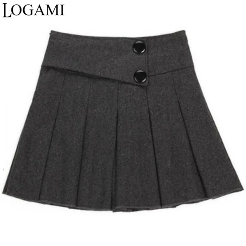 

Wool Mini Skirt Winter Autumn Skirts Womens 2016 High Waist Woman Pleated Skirt Saia Faldas Jupe Black/ Grey