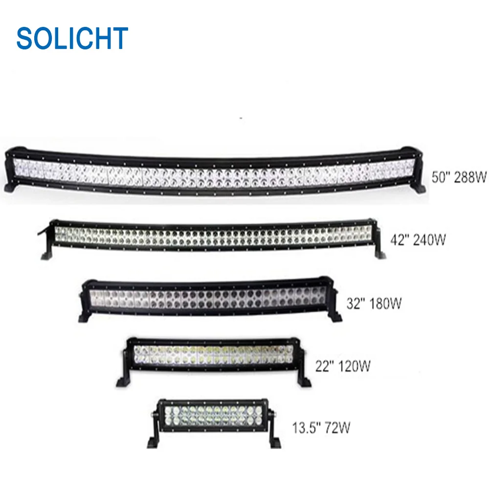 SOLICHT 22 ''120 Вт 32'' 180 Вт 42 ''240 Вт 50'' 288 Вт 52 ''300 Вт изогнутый СВЕТОДИОДНЫЙ световой бар 4x4 внедорожный фонарь грузовик Вождение лодка туман 12 В 24 В