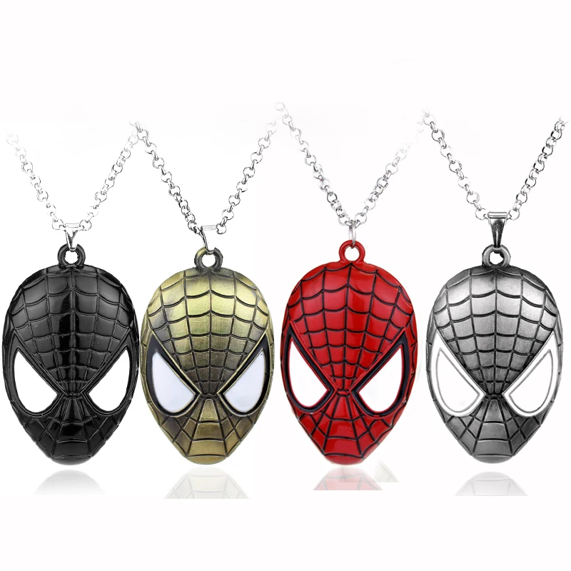 Mens necklace New Spider-Man Hero Crystal Glass Pendant Fashion Jewelry Necklace Gift