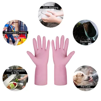 Household Cleaning Gloves 3 Pairs Rubber Latex Free Kitchen Cleaning Gloves Household Waterproof Dishwashing Living Medium Dec17