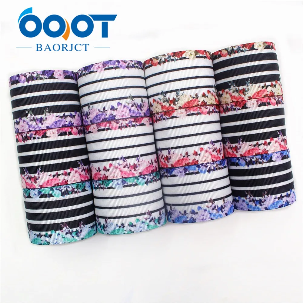 OOOT BAORJCT I-19628-1539,38mm 10yards flower Thermal transfer Printed grosgrain Ribbons,tape crafts,bow cap DIY accessories