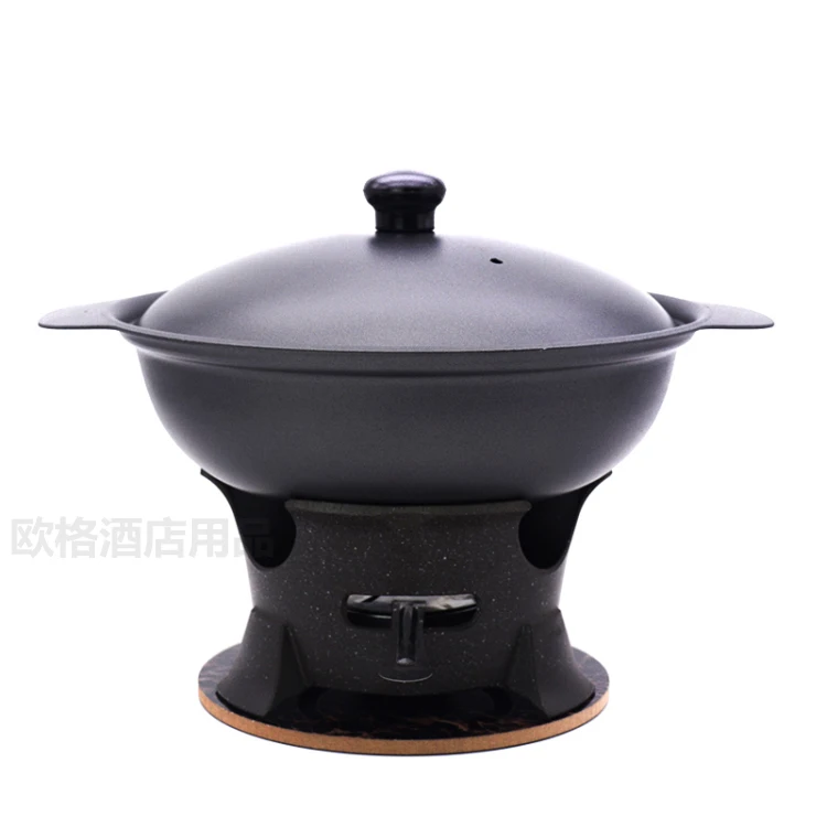 Japanese dry boiler solid alcohol stove hotel restaurant stuffed iron stew pan non stick dry pot small chafing dish hot pot
