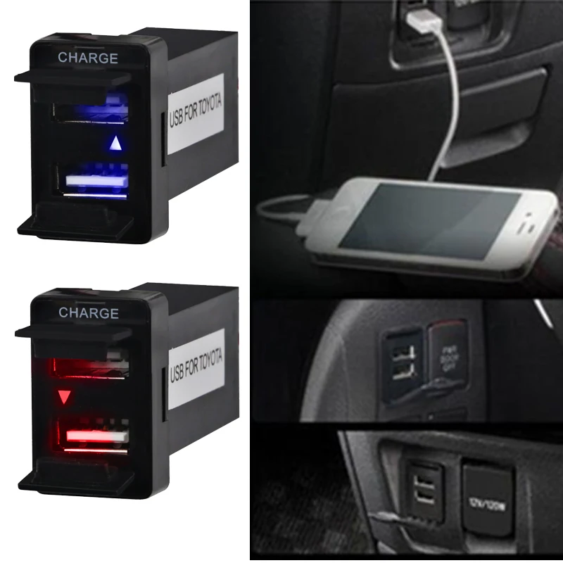 Двойной USB аудио порт зарядного устройства интерфейс для Toyota с отверстием