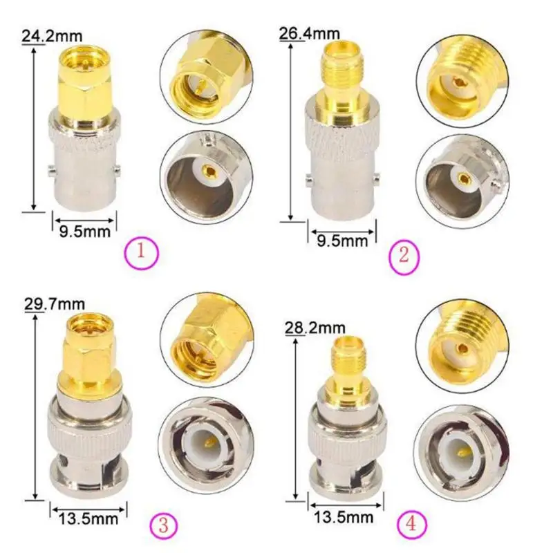 4 шт BNC Женский к SMA мужские разъемы Тип RF коннектор переходник конвертер