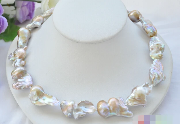 

Jew3109 LAVENDER BAROQUE KESHI REBORN PEARL NECKLACE AAA