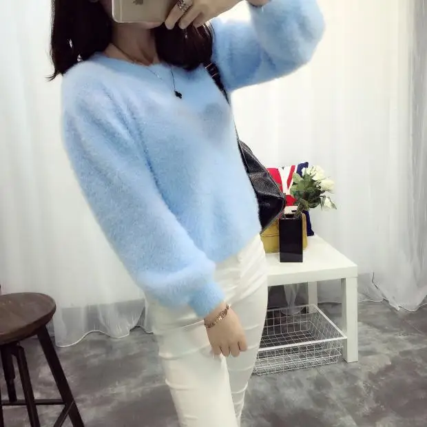 2016 New Winter Casual Sweater Women Long Sleeve Loose Thick Turtleneck Pullovers Female Solid Mohair Ladies' Sweater Coat