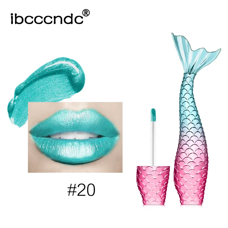 Ibcccndc 20 цветов матовый металлический Русалочка блеск для губ сексуальный телесный зеленый Мерцающий водостойкая жидкая помада Maquiagem TSLM2 - Цвет: 20