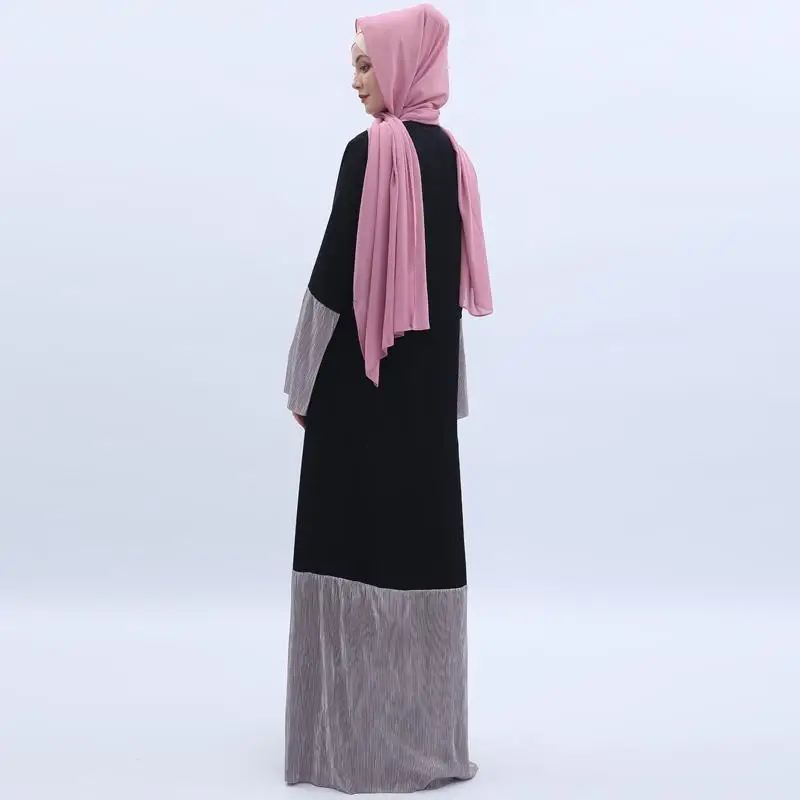 Дубай Стиль abaya кимоно кафтан открытый кардиган цзилбаб мусульманское женское длинное платье исламское платье Плиссированное трикотажное