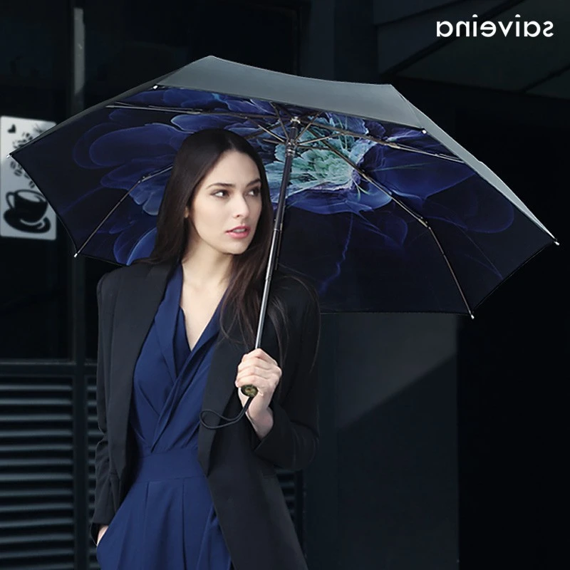 

Saiveina Sunshade Women Parasol Umbrella rain women Creative-umbrella Sun umbrella Anti UV 3 Folding Beauty 3D Flower Print