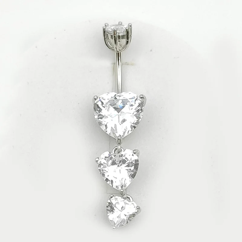  925 sterling silver belly button ring heart cubic zircon navel belly piercing jewelry