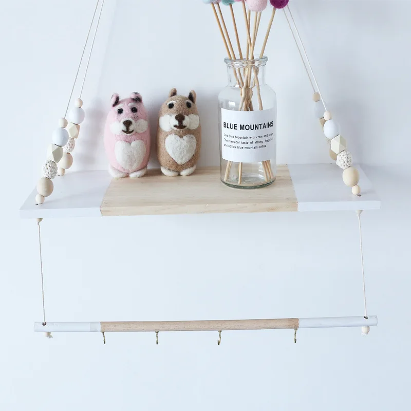 nursery shelves with hooks