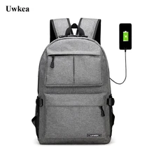 

Uwkea New Men Oxford Casual Laptop Backpacks Students School Bag USB Design Travel Backpack 14 inches