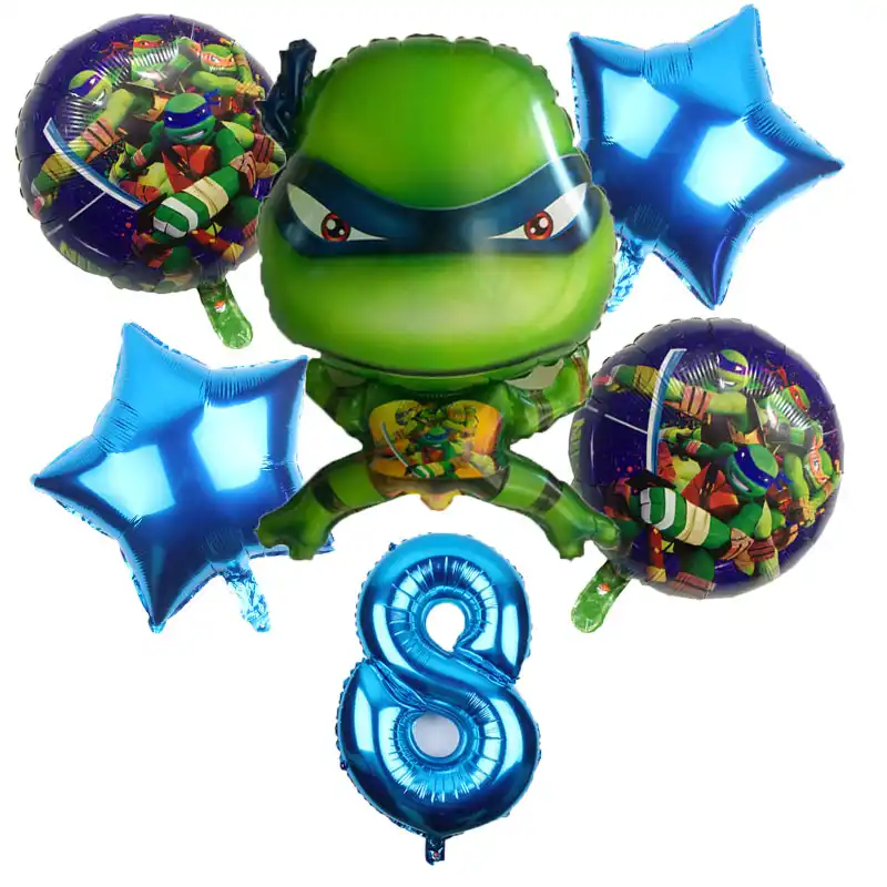 6pcs Teenage Mutant Ninja Turtles Balloons Cartoon 32 Inch Number