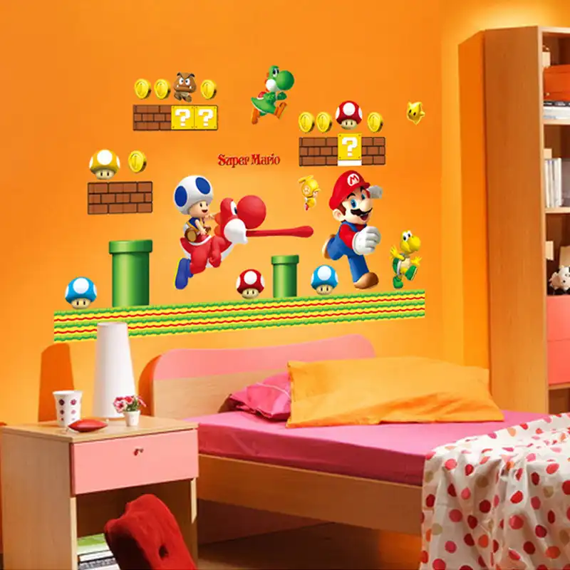 Super Mario Bros Kids Removable Wall Sticker Decals for Bedroom Living Room