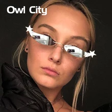 Солнцезащитные очки женские маленькие узкие солнцезащитные очки футуристические Роскошные брендовые дизайнерские очки без оправы Модные солнцезащитные очки кошачий глаз