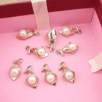 

New Deisgn 50pcs/lot Pearls decoration Alloy Gold Tone Cartoon Calla flowers Shape Metal Charms Diy Earring/Necklace Pendants
