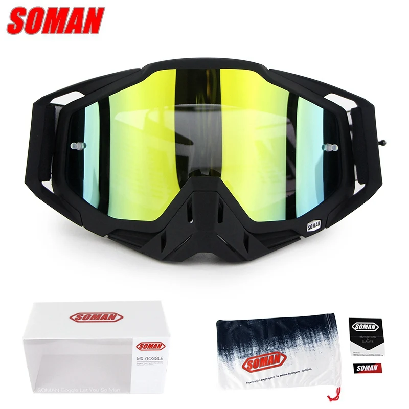 Ракрафт серии мотокросса мужские и женские мотоциклетные очки шлем внедорожные очки Soman SM11 - Цвет: Black suit