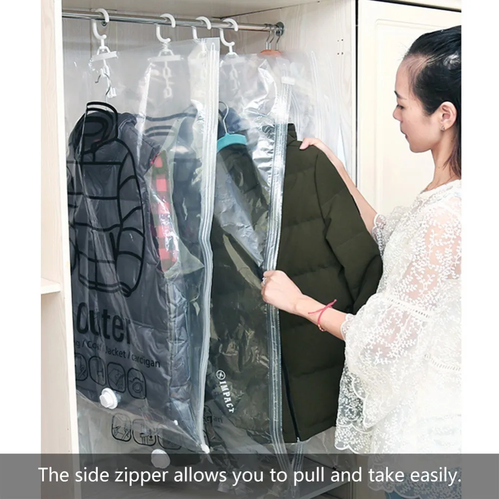 

Can Hang Vacuum Bag For Clothes Foldable Transparent Border Compression Organizer Pouch Sealed Bags To Save Space Organizer