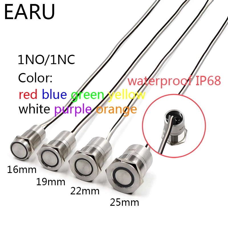 16mm-19mm-22mm-25mm-Stainless-Steel-Metal-Push-Button-Switch-Touch-ON ...