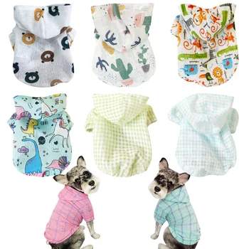 

Pet Dog Clothes Summer Sun Protection Clothing Dog Hooded Sunscreen shirt Breath Thin Soft For Small Dogs Apparel Cat Clothing35