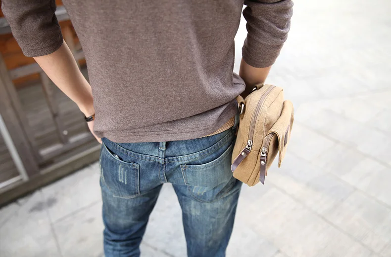 Мужская однотонная парусиновая маленькая сумка с карманом для отдыха, посылка для мобильного телефона, дорожная сумка через плечо