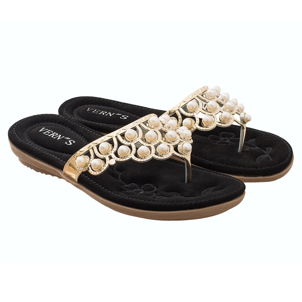 Chinelo feminino pantuflas de mujer; коллекция года; de vestir; летние женские богемные вьетнамки на плоской подошве с украшением в виде кристаллов; пляжная повседневная обувь