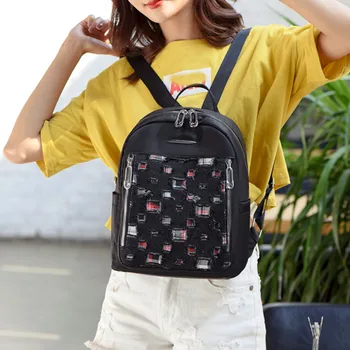 

Women Ladies Fashion Solid Backpack Schoolbag Casual Travel Student Daypack Bag Multi-Function Small Bagpack Mochila Feminina