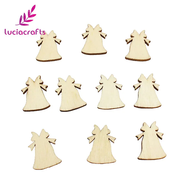 Lucia crafts 50 шт./лот, 10 шт/стип натуральное дерево мультфильм Рождественская елка Снежинки DIY аксессуары рождественские украшения E1207