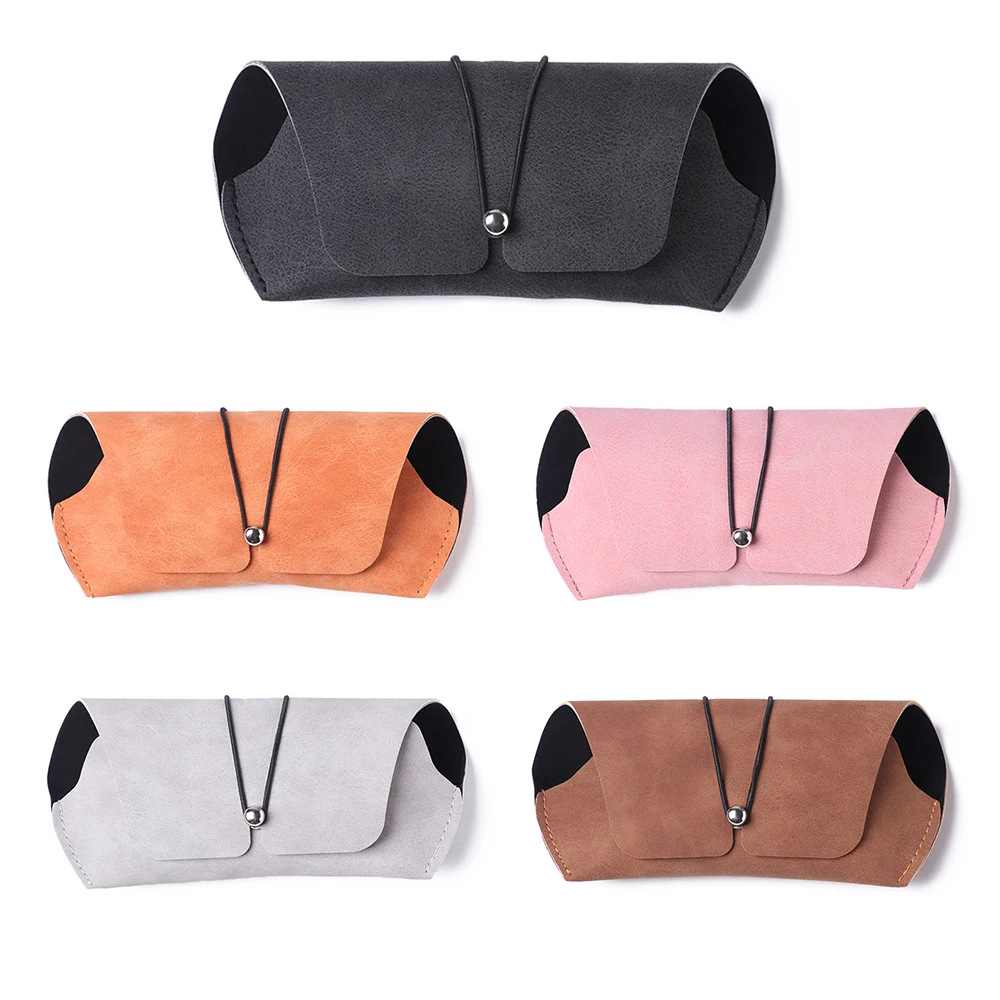 

1PC Men Women Suede PU Leather Sunglasses Case Fold-able Buckle Glasses Box Eyeglass Holder Bag Protector Eyewear Accessories